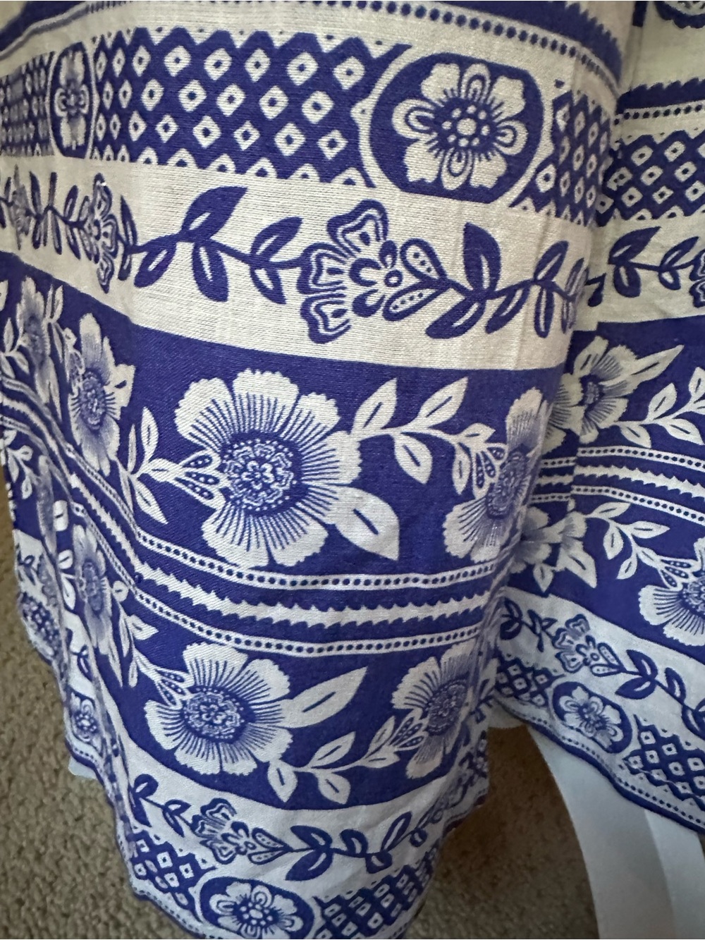 NWT Rachel Zoe Linen Blend Palazzo Pants Blue White Floral Coastal Boho Sz S - Picture 15 of 15